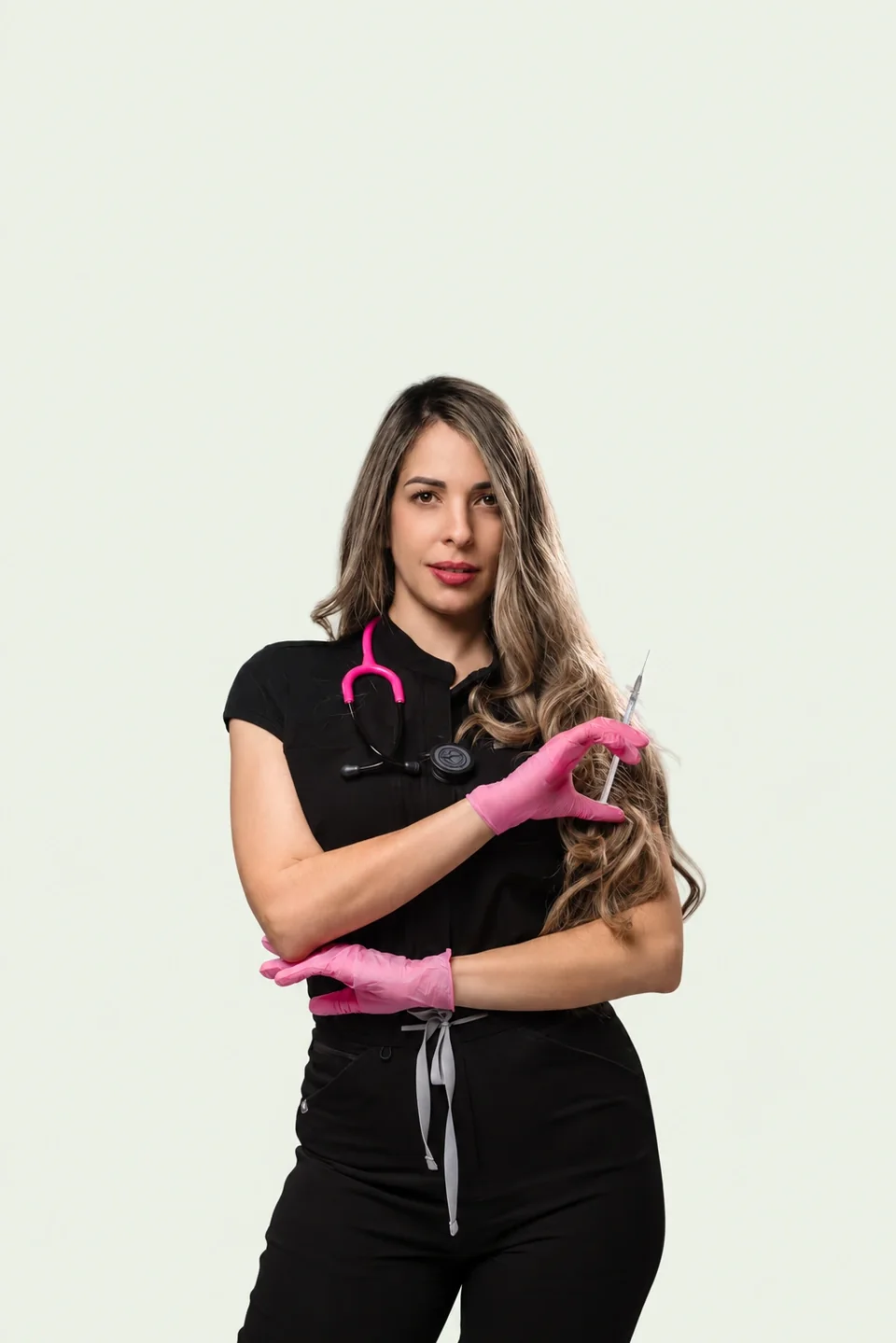 Jennifer Ramirez holding a syringe